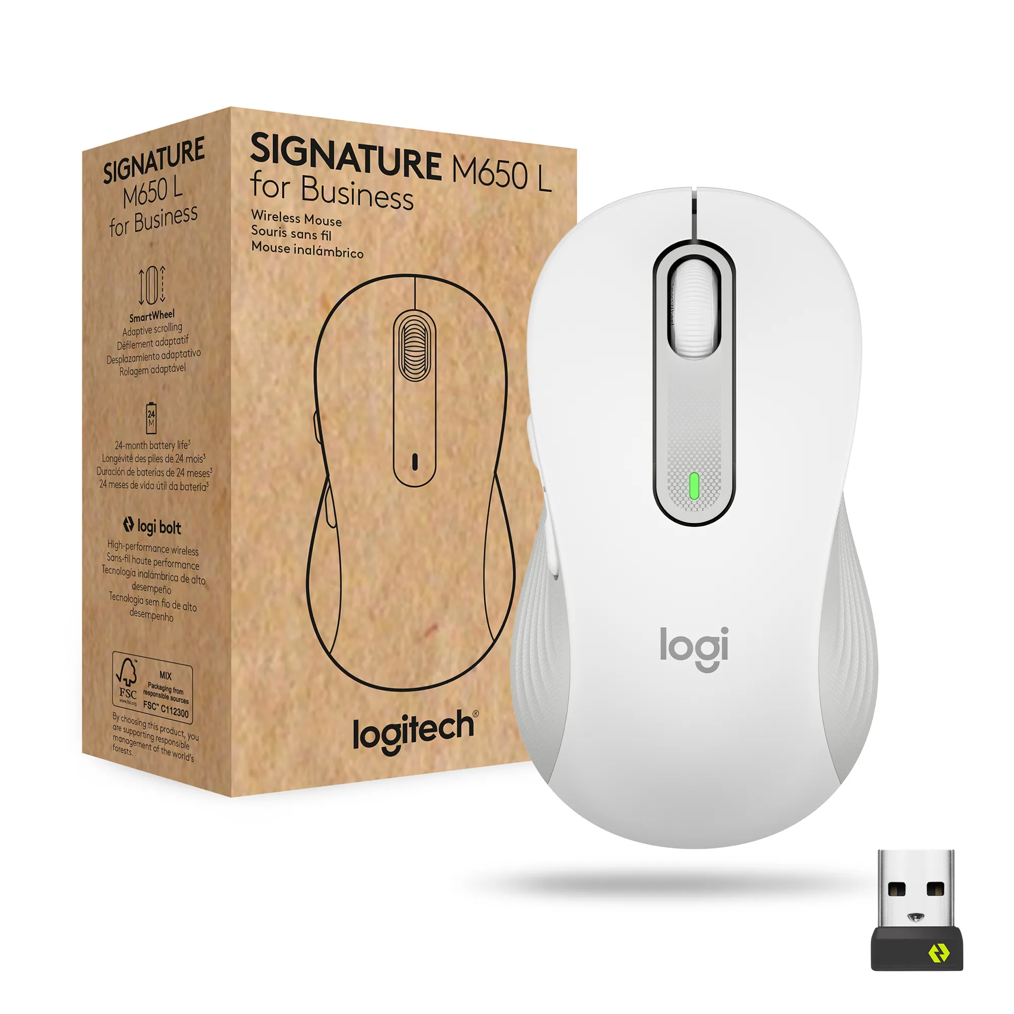 Logitech Signature M650 for Business mouse Ufficio Mano destra RF senza fili + Bluetooth Ottico 4000 DPI