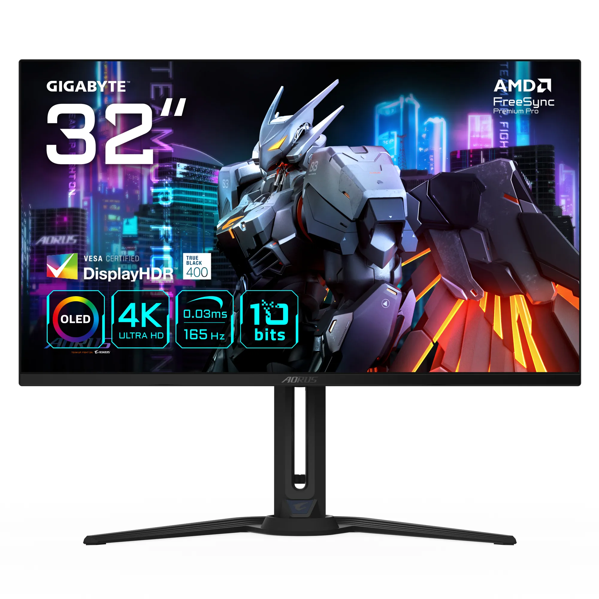 GIGABYTE AORUS FO32U 31,5” Monitor da gioco UHD - 3840 x 2160 (UHD), 165Hz, 0,03ms, 250 cd/m², FreeSync Premium Pro, DisplayHDR True Black 400, HDMI 2.1, DisplayPort 1.4