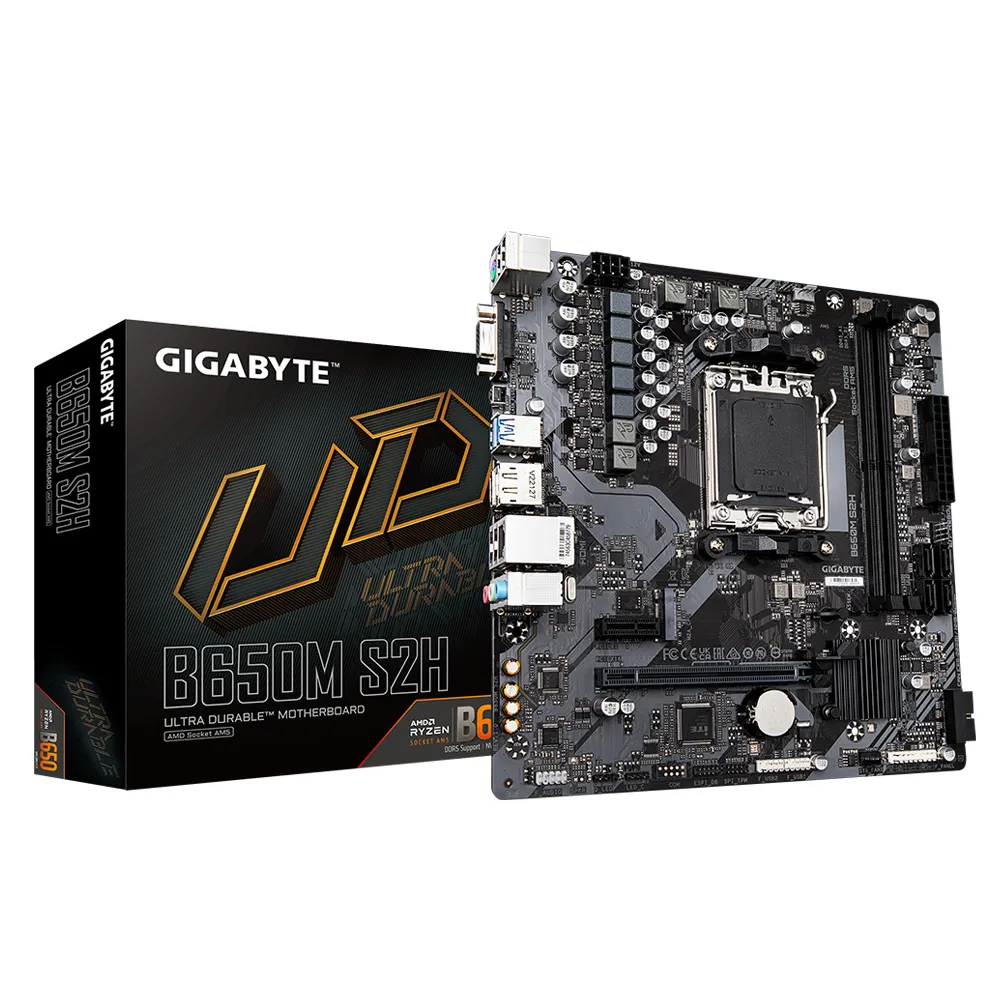 GIGABYTE B650M S2H Scheda madre - AMD Ryzen serie 9000, VRM a 5+2+2 fasi, fino a 6400 MHz DDR5 (OC), 1xPCIe 4.0 M.2, LAN GbE, USB 3.2 Gen 1