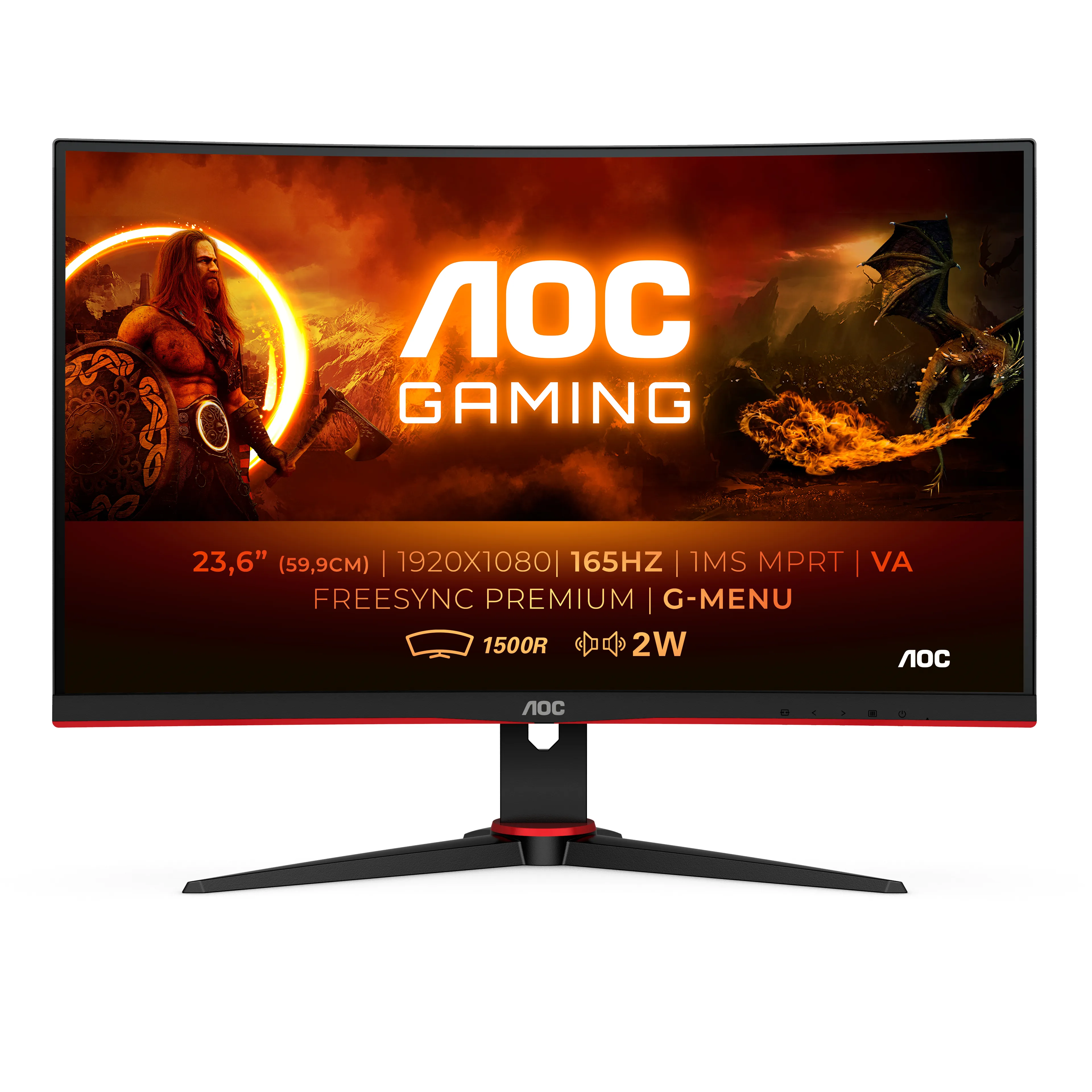 AOC G2 C24G2AE/BK Monitor PC 59,9 cm (23.6") 1920 x 1080 Pixel Full HD LED Nero, Rosso