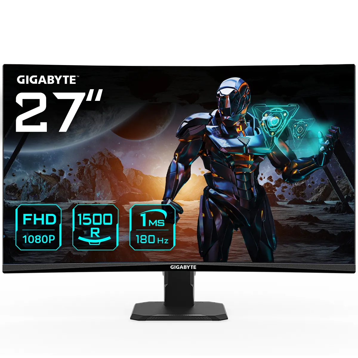 GIGABYTE GS27FC 27" Monitor da Gioco Curvo FHD - 1920 x 1080, 1500R, 180Hz, 1 ms, 250 cd/m², FreeSync Premium, HDR Ready, HDMI 2.0, Displayport 1.4