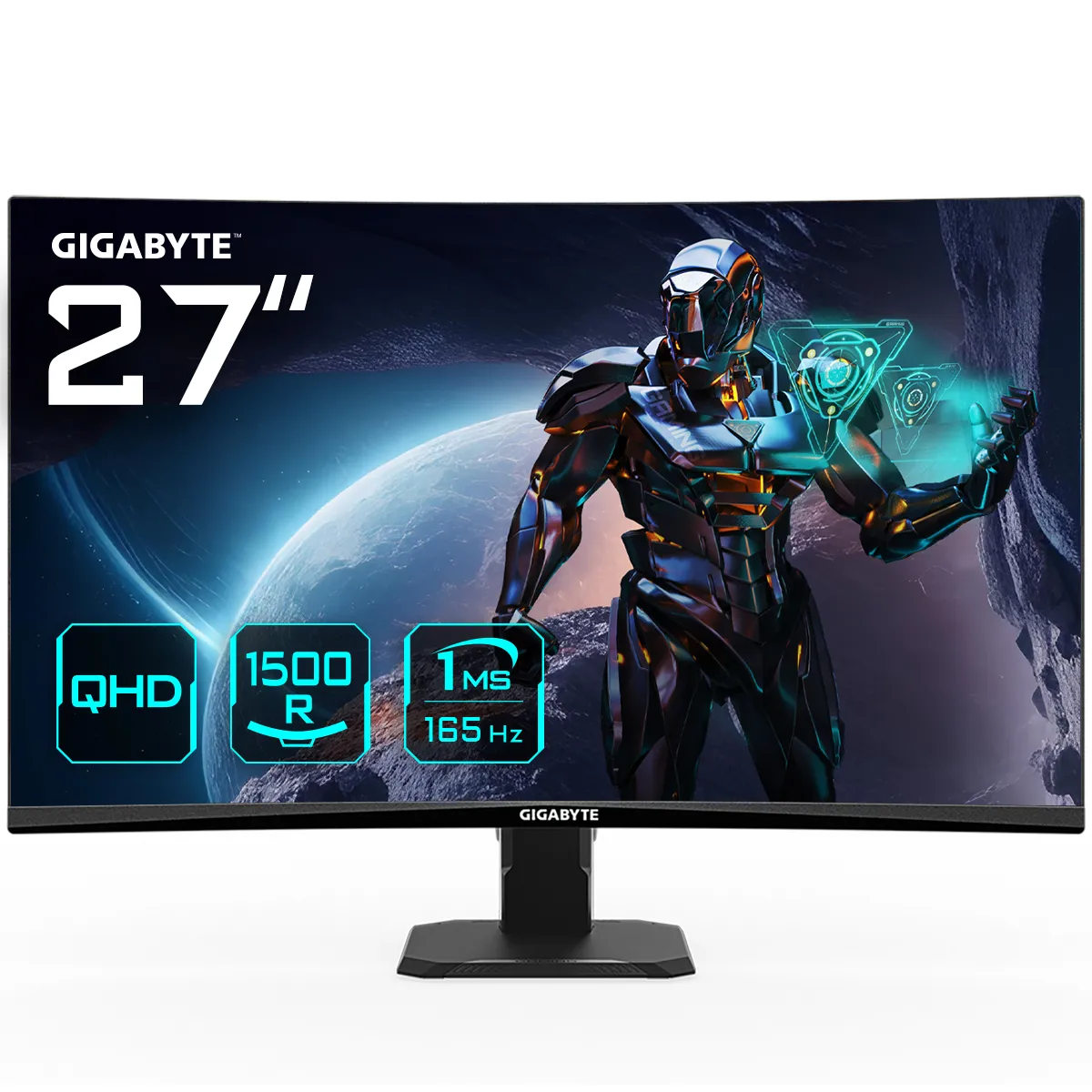 GIGABYTE GS27QC 27" Monitor da Gioco Curvo QHD - 2560 x 1440, 1500R, 165Hz, 1ms, 250 cd/m², FreeSync Premium, HDR Ready, HDMI 2.0, Displayport 1.4