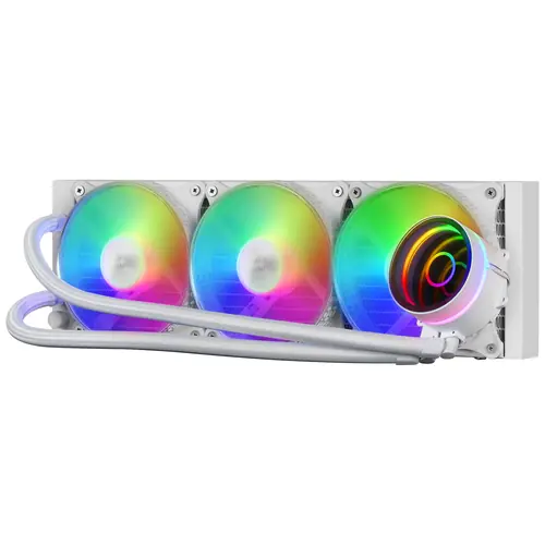 MARSGAMING ML-ONE360 White, Cpu Cooler, TDP 550W, Infinity Mirror, 3 Ventole FRGB Silenziose, Universale Multisocket