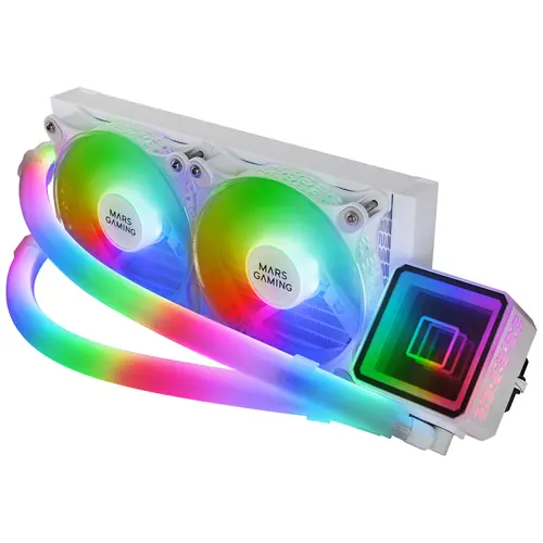 Mars Gaming ML-ULTRA240 ARGB Liquid Cooler con 2 Ventole PWM  Dual Ring  da 120mm - White