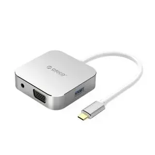 Orico XD-312 Docking Station USB-C To HDMI/VGA/USB3.0/Audio 15cm Silver