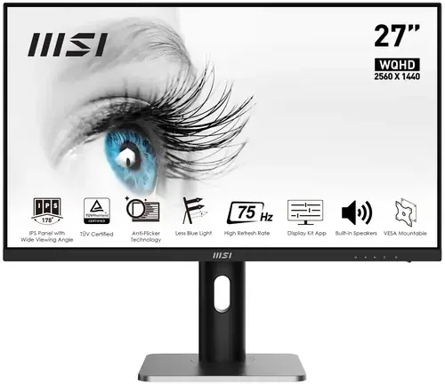 MSI Pro MP273QP Monitor PC 68,6 cm (27") 2560 x 1440 Pixel Wide Quad HD LED Nero, Argento