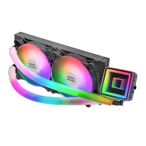 Mars Gaming ML-ULTRA240 ARGB Liquid Cooler con 2 Ventole PWM  Dual Ring  da 120mm - Black