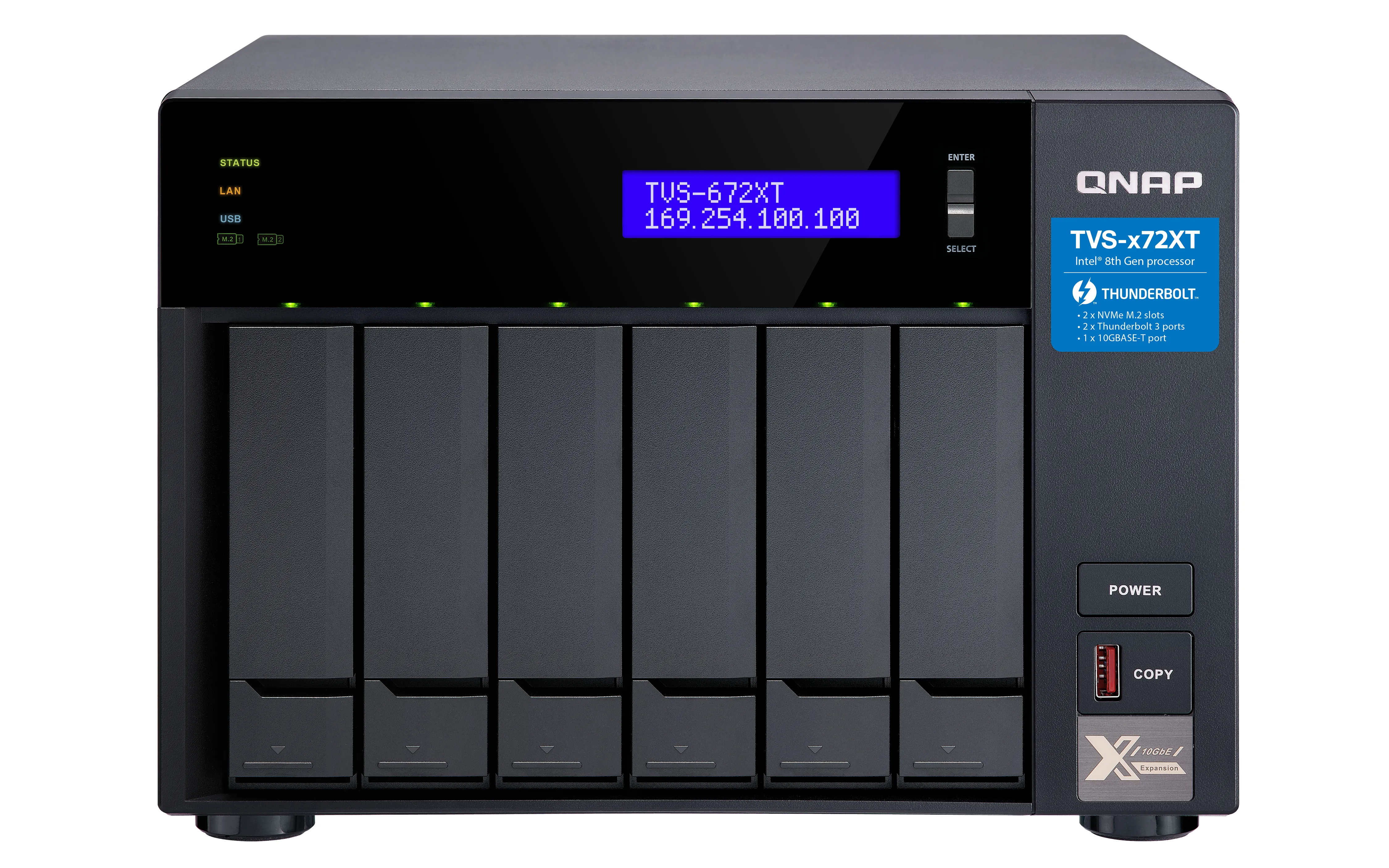 QNAP TVS-672XT NAS Tower Intel® Core™ i3 8 GB DDR4 QNAP QTS Nero