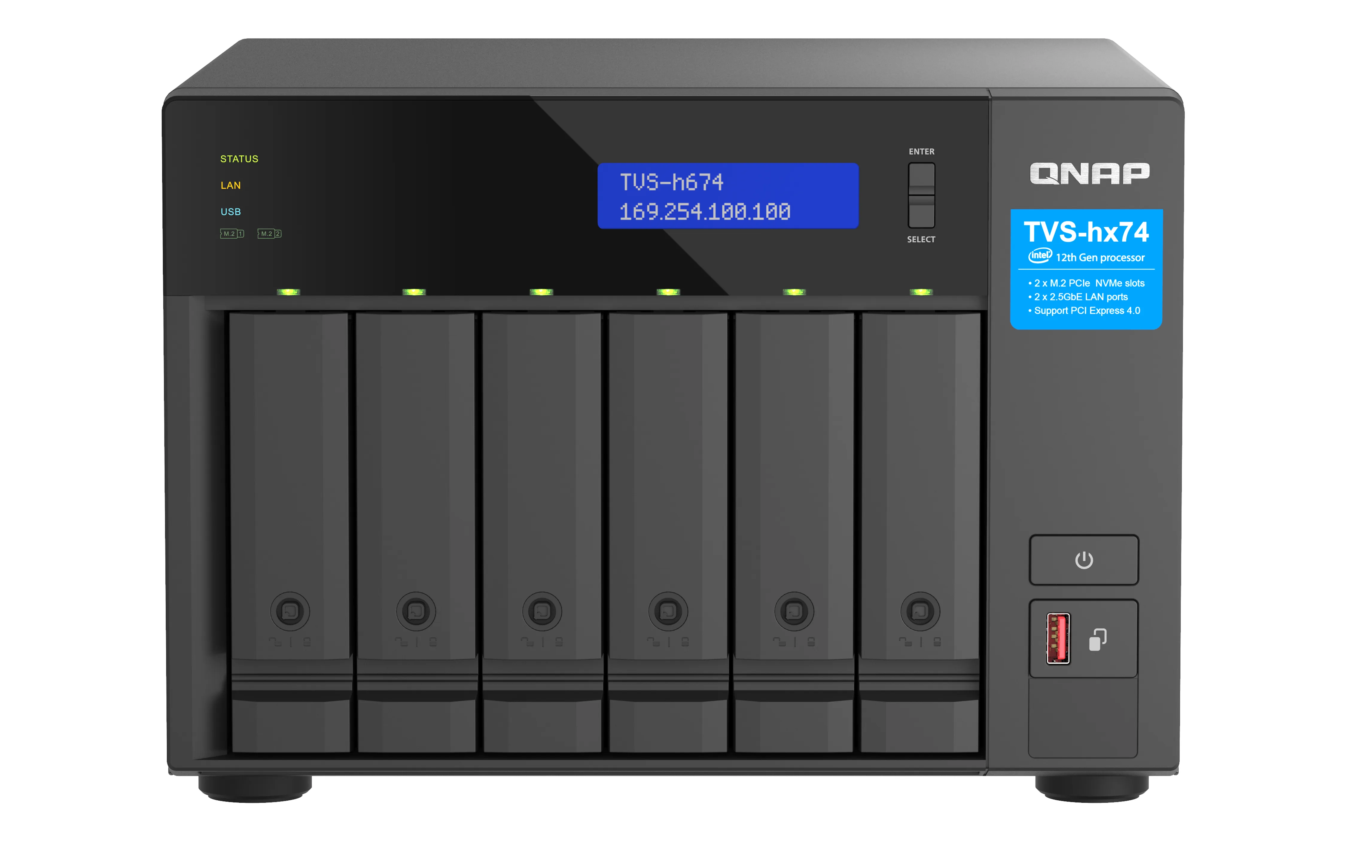 QNAP TVS-h674 NAS Tower Intel® Core™ i3-12100 16 GB DDR4 QuTS hero Nero