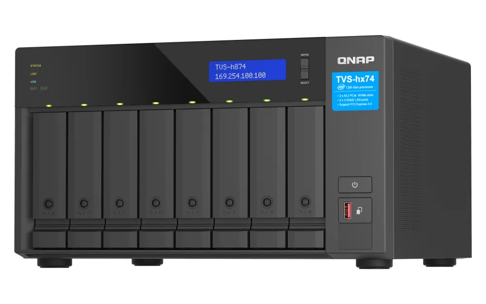 QNAP TVS-h874X NAS Tower Intel® Core™ i9 64 GB DDR4 QuTS hero Nero