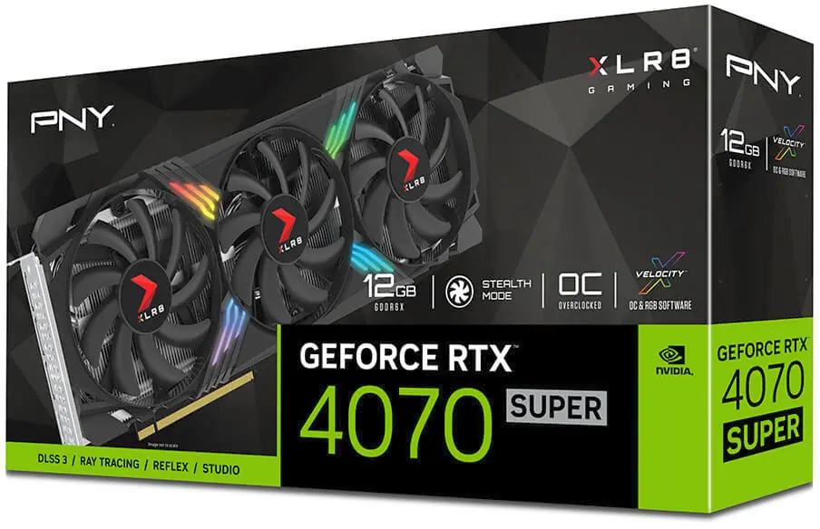 PNY GeForce RTX 4070 SUPER XLR8 Gaming VERTO EPIC-X RGB Overclocked Triple Fan DLSS 3 NVIDIA 12 GB GDDR6X